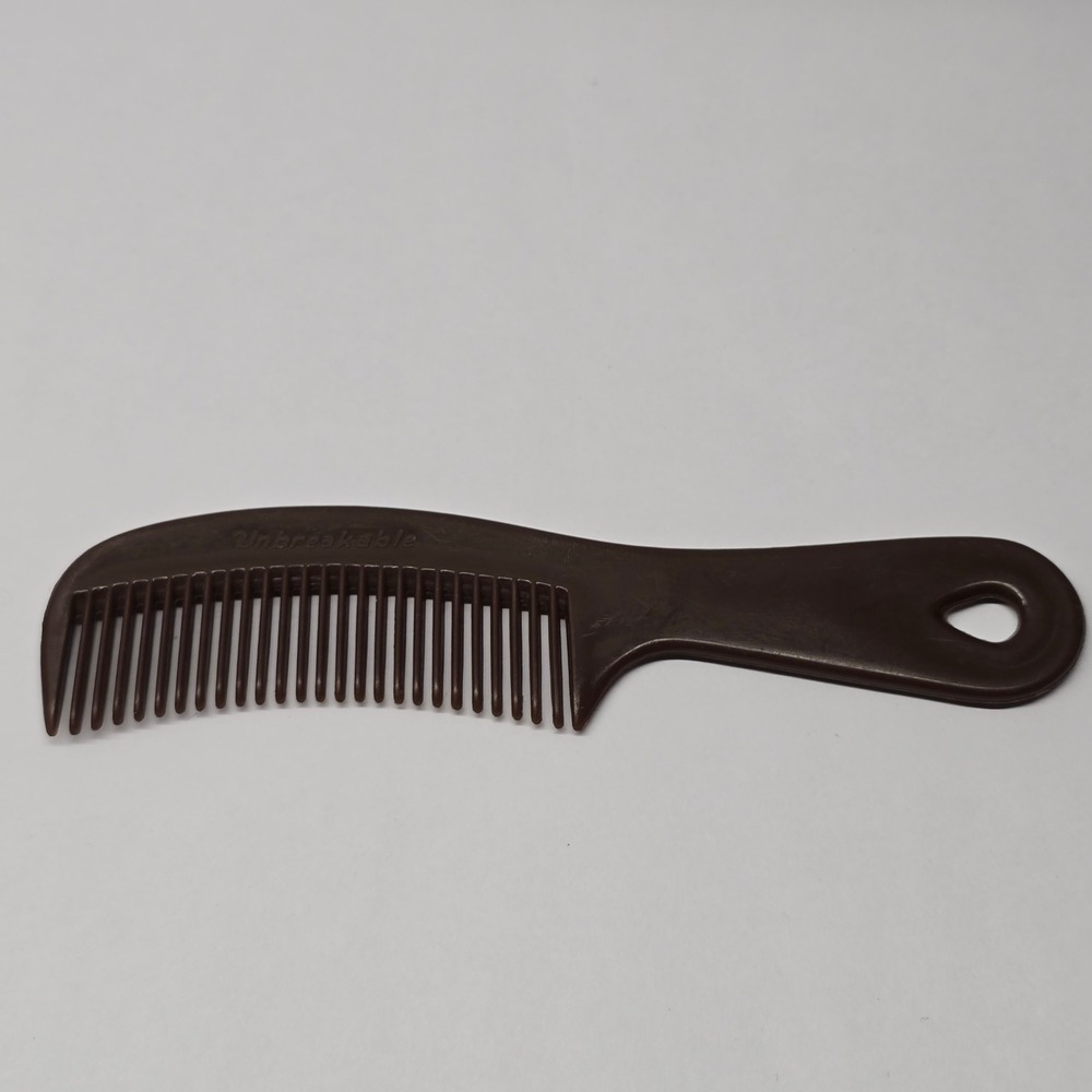 Vintage Unbreakable Brown Pocket Comb With‎ Handle Made In USA 6"